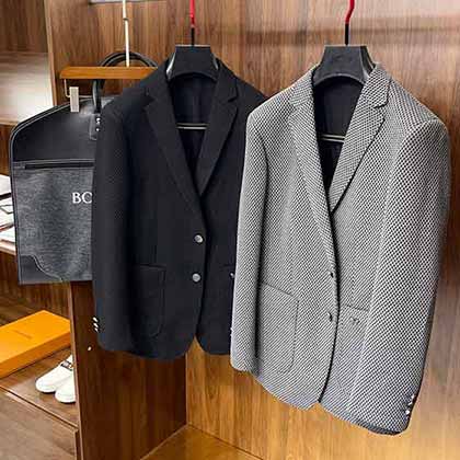 秋冬高等時裝款立體織花面料金屬小L點綴休閑西裝