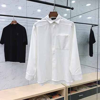 FAR F SSNTIALS第七季主線高街廓形寬松男女長袖休閑白襯衫。