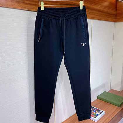 普拉達修身運動衛褲，新品撞色口袋三角標運動休閑衛褲