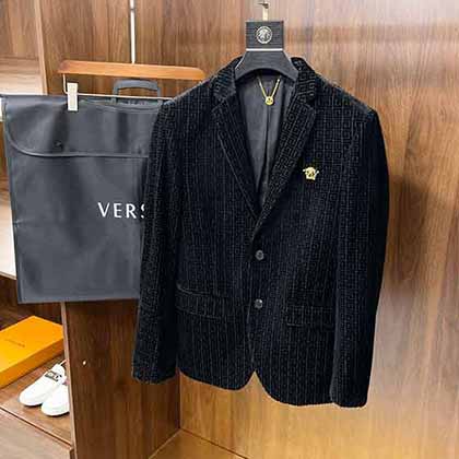 金絲絨立體壓花L單西，男士滿幅經典標志壓紋圖案商務休閑西裝外套！