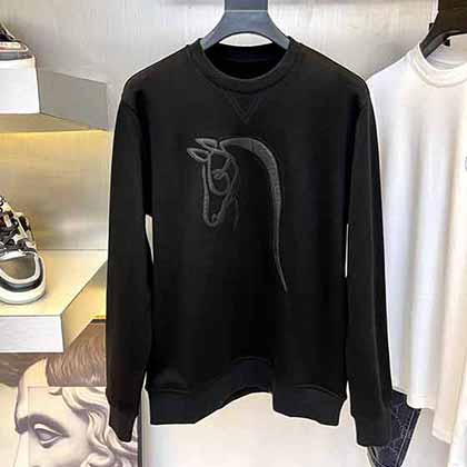 愛馬仕秋冬皮革馬頭長袖衛衣！