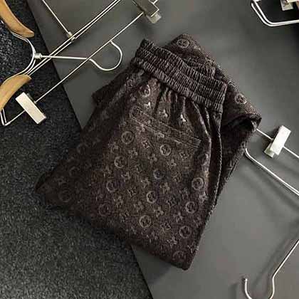 LV大品牌外貿褲子男春秋休閑工裝褲 老花壓花休閑褲！