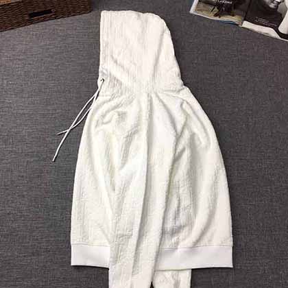 歐洲站大品牌刺繡連帽衛衣迪奧男士秋季潮流時尚白色套頭長袖t恤