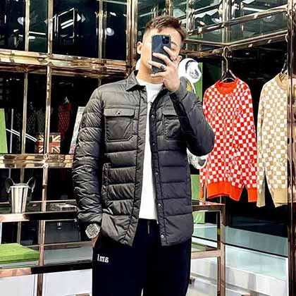 高等大品牌蒙口男士羽絨服短款立領時尚潮流休閑冬季