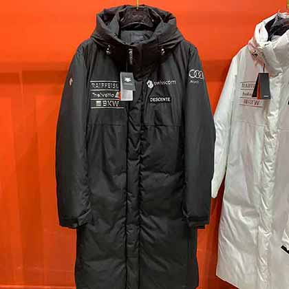 迪桑特長(zhǎng)款情侶韓國(guó)風(fēng)戶外滑雪服大碼連帽防寒保暖羽絨服