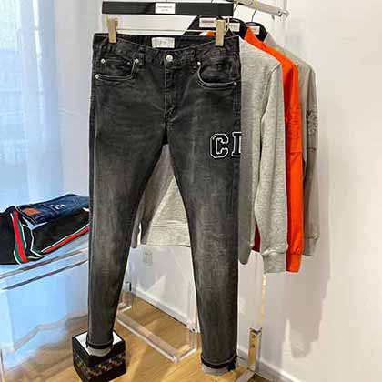 迪奧秋冬男士牛仔褲棉直筒寬松中腰高等大品牌休閑褲