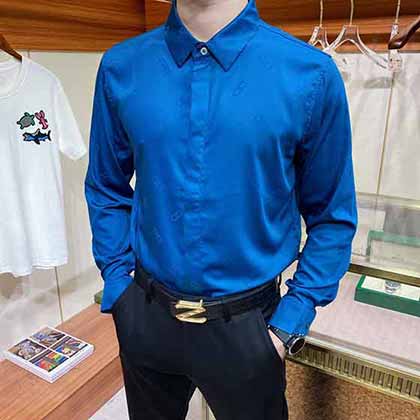 菲拉格慕時尚大品牌男裝長袖襯衫，展現典雅紳士風范。