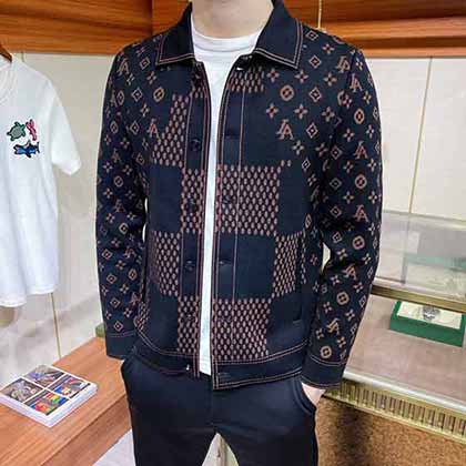 折折扣官網春秋提花修身休閑百搭潮牌針織夾克格針織