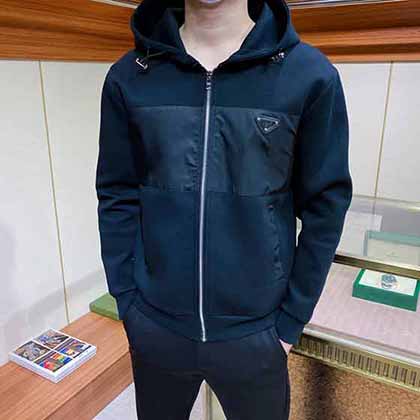 普拉 Praa官網秋冬新款金屬三角口袋連帽衛衣