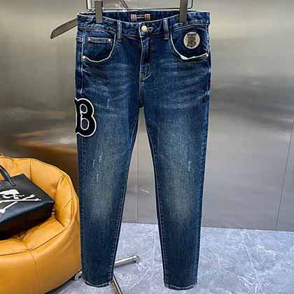 大品牌巴寶莉男裝高等牛仔褲歐貨尾單秋冬厚款男士牛仔褲