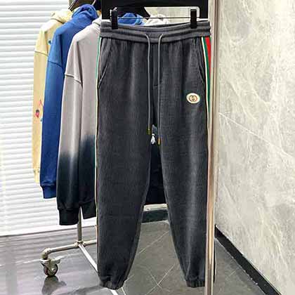 Gucci古奇織帶拼接字母時尚休閑褲