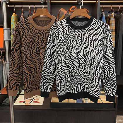 季新款fendi秋冬男裝，芬迪男女同款長袖針織毛衣！