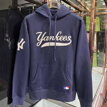 MLB大品牌秋冬季連帽衛衣男寬松外套中青年大碼休閑套頭衫