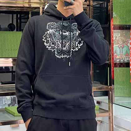 KeNZo風格簡潔復古帽衫衛衣，寬松版型輪廓設計！