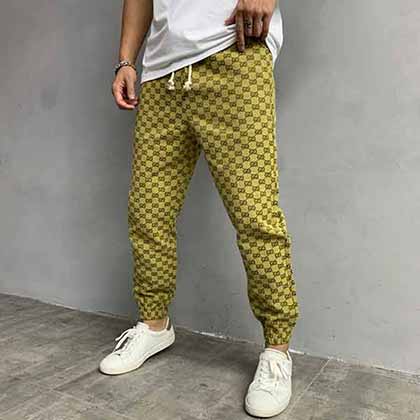 全身老花嵌花肌理品牌潮流logo提花休閑長(zhǎng)褲