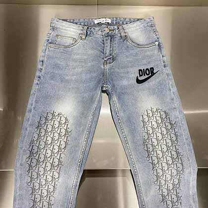 迪奧Diorx 耐克聯名系列新款走秀款男士牛仔褲