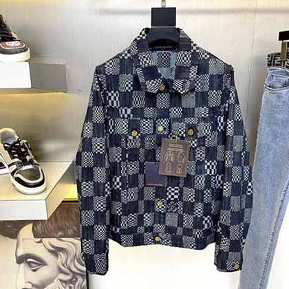 走秀同款大品牌外套男裝，秋冬新款棋盤格牛仔外