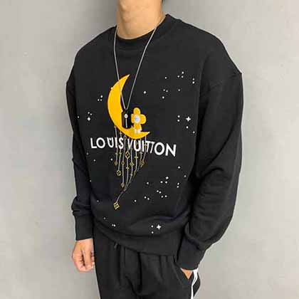 LV男衛(wèi)衣大品牌潮流logo月亮印花