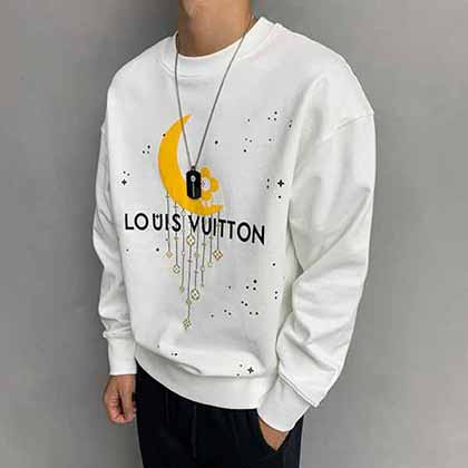lv男士衛衣，定制精梳棉月亮印花套頭衛衣。
