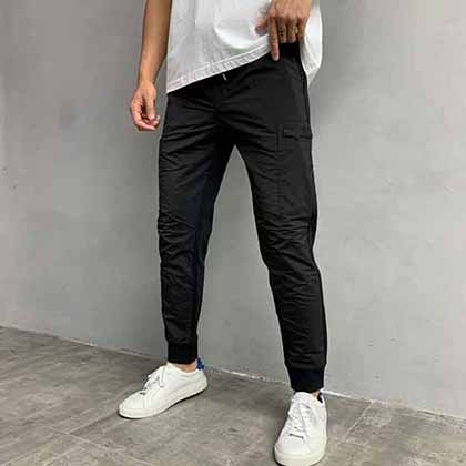 PRA大品牌男裝潮流logo徽標(biāo)拼接休閑長(zhǎng)褲