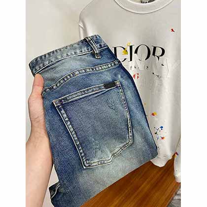 花瓣網牛仔褲圣羅蘭拼接修身直筒牛仔褲！高等牛