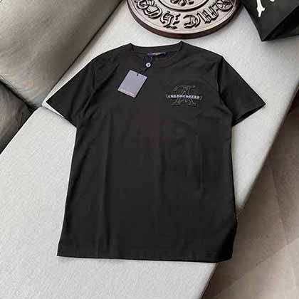 LV夏季新款絲光棉短袖 高等圓領領絲光棉T恤