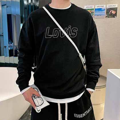 秋冬潮范十足休閑簡約刺繡潮牌圓領衛衣