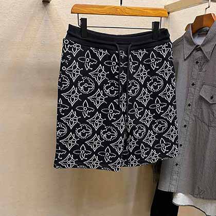 LV休閑短褲男士聯名老花滿logo休閑短褲