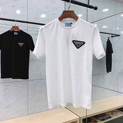 Prada 普拉達胸前壓膠標識裝飾時尚休閑T恤