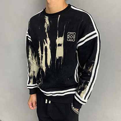 時尚品牌潮流logo織帶刺繡水洗套頭衛衣