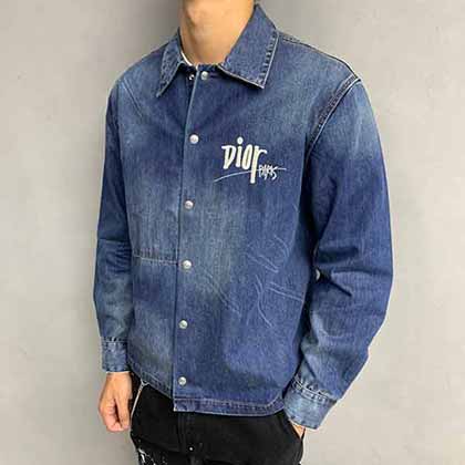 大品牌牛仔外套潮流logo聯名背面蜜蜂刺繡牛仔外套