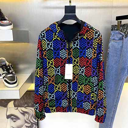 Gucc古奇早秋新品官網款雙面夾克，連帽風衣夾克