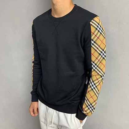 BBR巴寶莉品牌潮流logo拼接格紋套頭衛衣。