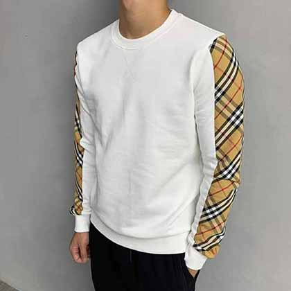 BBR巴寶莉定制精梳棉潮流logo拼接格紋套頭衛(wèi)