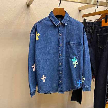 Chome Hearts早秋新款經典彩皮十字刺繡男士休