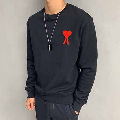 Ami歐美大品牌男裝 定制精梳棉潮流logo刺繡套頭衛衣