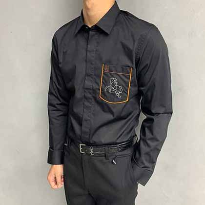 歐洲大品牌男裝 愛馬仕品牌潮流logo刺繡長袖襯衫
