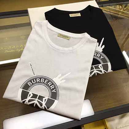 專柜款博柏利新款胸前精致壓膠logo工藝圓領短