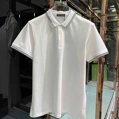 阿瑪尼高等商務休閑經典百搭款翻領短袖T恤衫