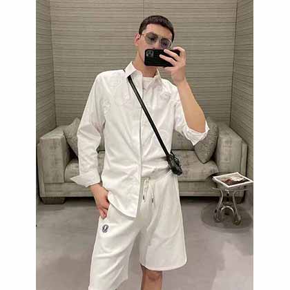 NewDio夏裝男士棉質混紡平紋針織短褲