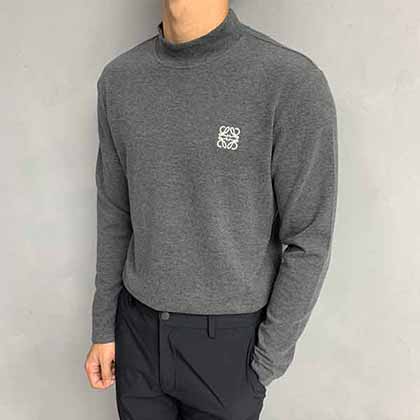 品牌潮流logo小高領刺繡長袖T恤