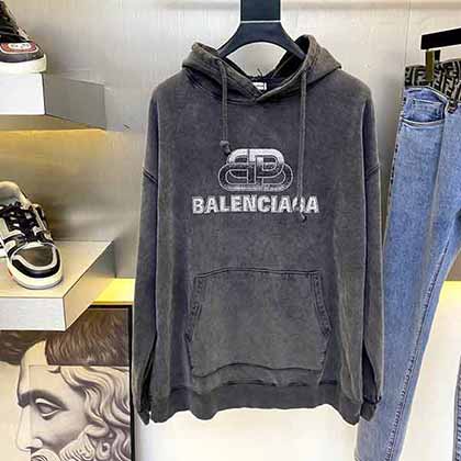 巴黎世家早秋款做舊水洗連帽衛衣，版型絕加，潮男秋冬畢備！