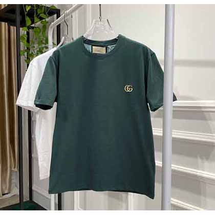 古奇t恤男款 高等定制系列男女同款立體雙G金絲刺繡