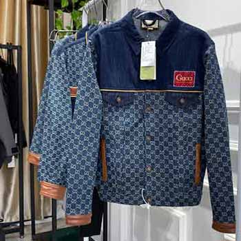 GUCCI女生寬松版型進口環保丹寧復古提花牛仔外套