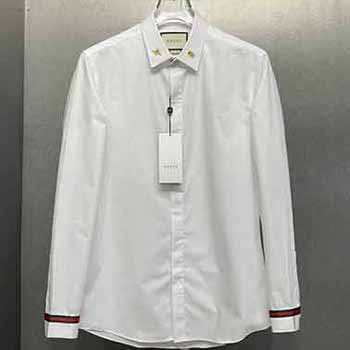 古奇新款商務休閑襯衫，小蜜蜂繡花點綴，時尚商務兩不誤！