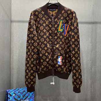 聯名NBA男士商務夾克，LV情侶款高密度針織棉質拉鏈夾
