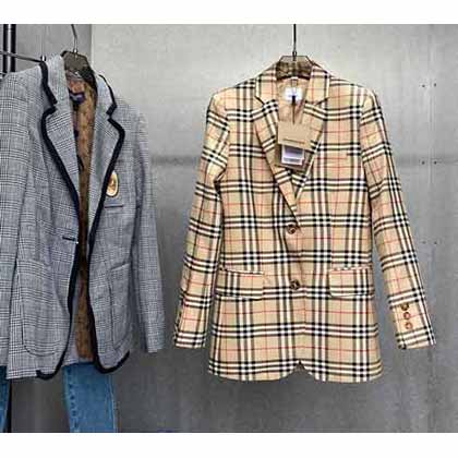 巴寶莉秋冬經典女士西裝 格紋羊毛寬松休閑外套