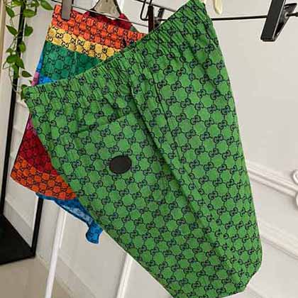 Gucci新款男女同款淺藍色帆布短褲