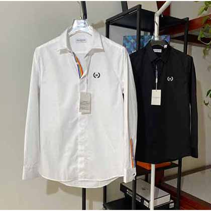 B新款夏季男裝襯衫，爆款單品彩虹織帶彈力棉質襯衫。