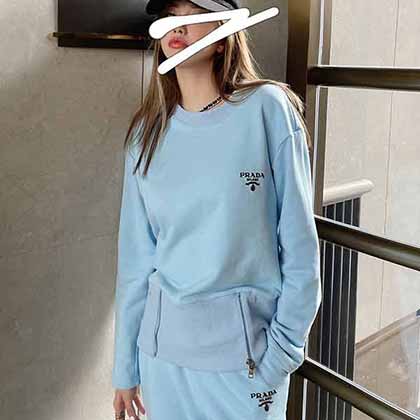 Prad新品高等定制休閑個性三角字母衛衣 長褲套裝